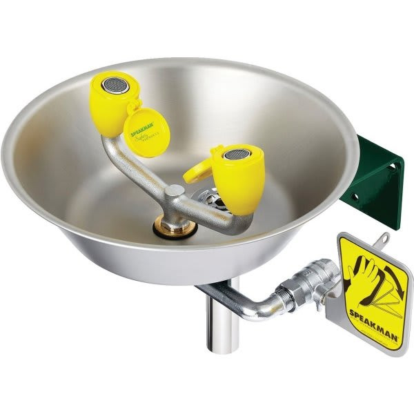 Speakman Wall-Mounted Eyewash Station, Stainless Steel Bowl