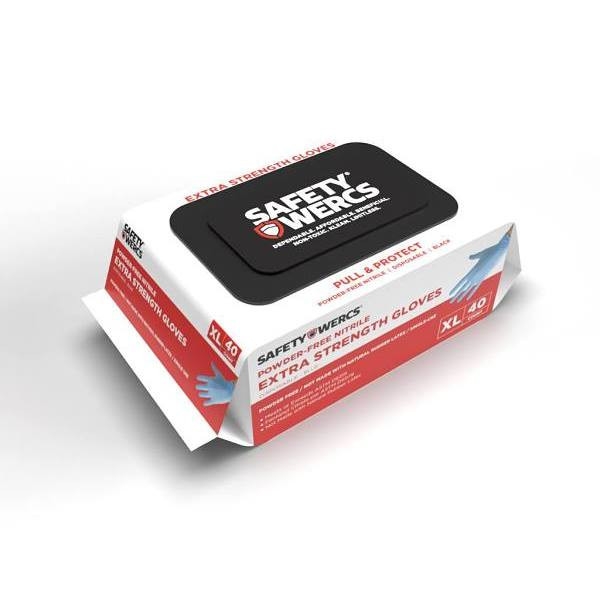 Safety Wercs Blue Extra Large Pull And Protect Nitrile Gloves Case Of 20