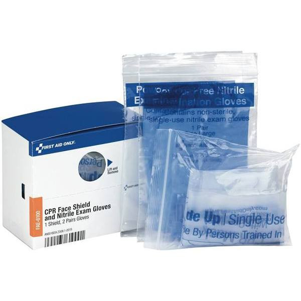 First Aid Only 1 CPR Face Shield And 4 Nitrile Exam Gloves Refill