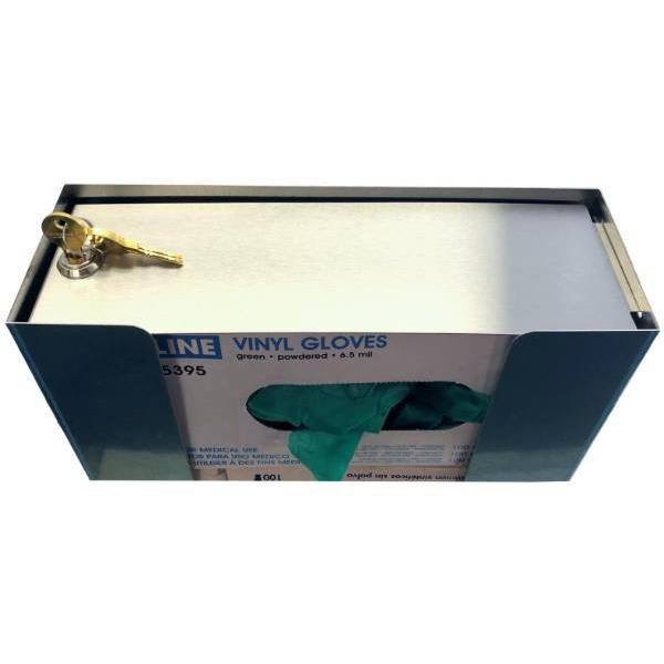 Omnimed Security Triple Glove Box Holder, Flat Key Lock, Stainless Steel