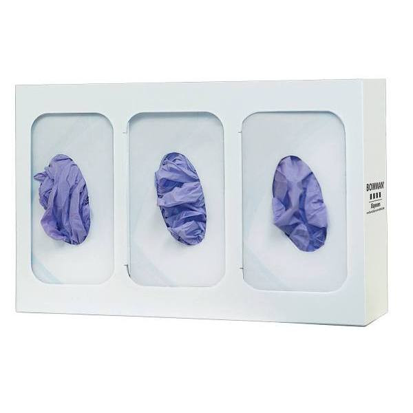 Bowman Dispenser Glove Box Dispenser- Triple-Divided White Powder-Coated Steel