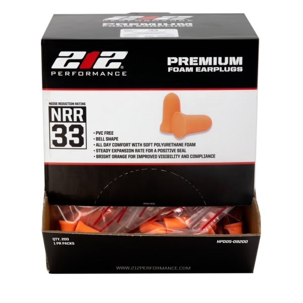 212 Performance Bell Shape 33 Db Nrr Disposable Foam Ear Plugs