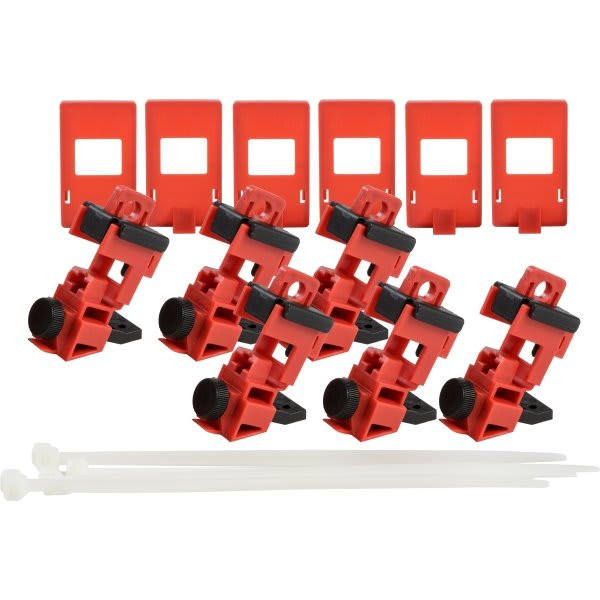Brady Taglock Circuit Breaker Lockout Clamp-On 120/277 V0, Package Of 50 148698