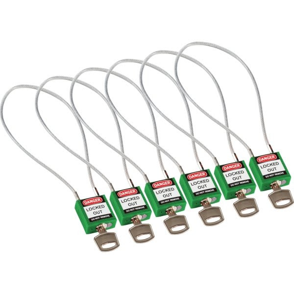 Brady Safety Padlock Nylon Shackle Clearance 8.0,green Keyed Alike,package Of 6