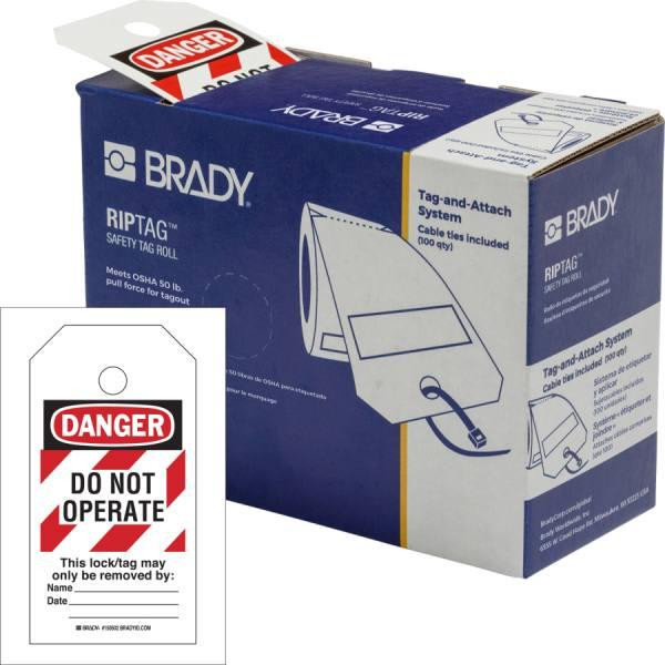 Brady Riptag Safety Tag Roll Do Not Operate, Pack Of 100