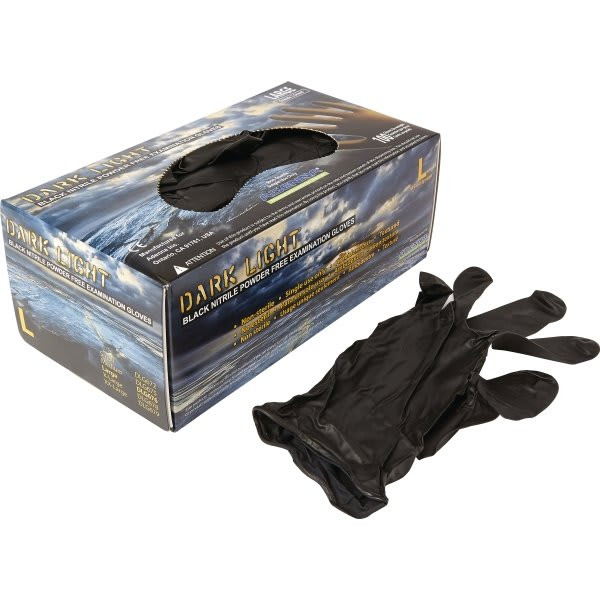Adenna Dark Light 9 Mil Black Nitrile Powder Free Exam Gloves, X-Large Box Of 90