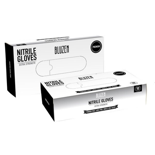 Safety Wercs Bluzen Nitrile Gloves, 5 Mil, Black, Large, Case Of 1000