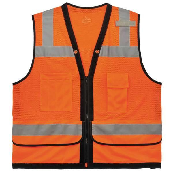 Ergodyne Glowear 8253hdz Type R Class 2 Heavy-Duty Mesh Surveyors Vest, Orange, L/XL