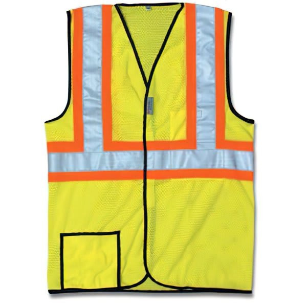 Occunomix Yellow Lite Vest, Xl, Hook Loop, 3m Scotchlite Reflective Tape Stripes