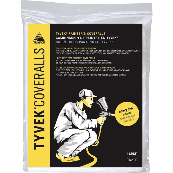 Trimaco 14122 Large No Elastic Tyvek Coveralls, Case Of 12