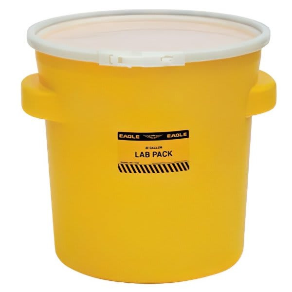 Eagle 20 Gal Yellow Open Head Transport Drum W/ Plastic Lever-Lock Lid