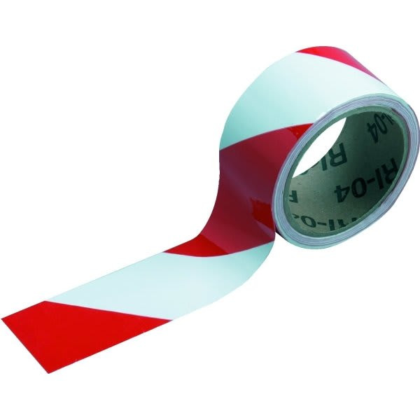 Brady "Warning" Stripe & Check Tape 2 In W Red On White Roll Of 18 Yards