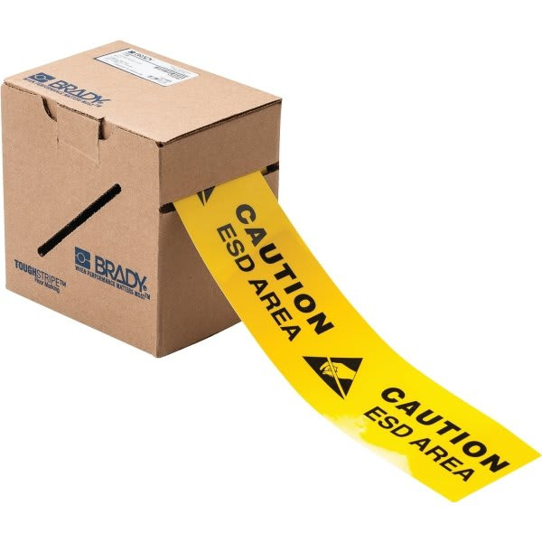 Brady Toughstripe Caution Esd Area Floor Tape 3 In W Black/Yellow Roll Of 100'