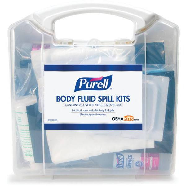 Purell Body Fluid Spill Kit Clam Shell Carrier (2 Spill Kit Uses Per Clamshell)