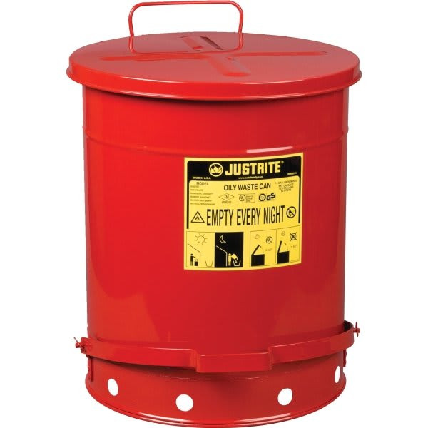 Justrite Can Oily Waste 14 Gallon Foot