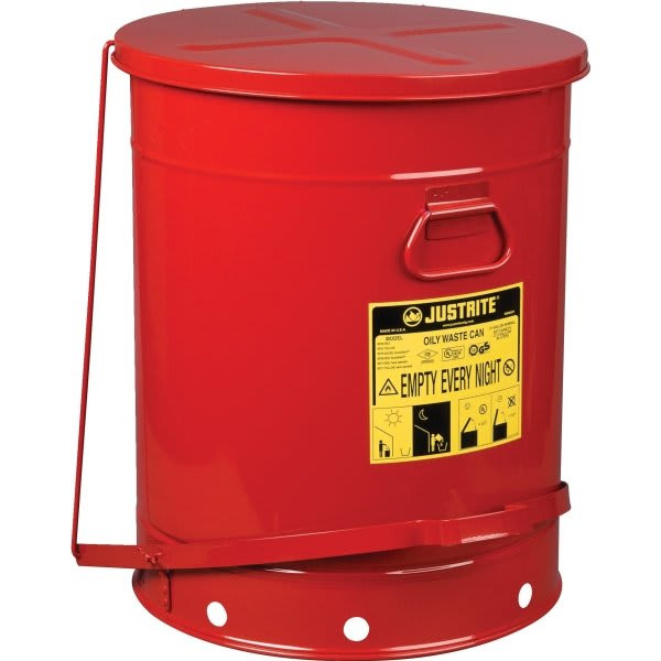 Justrite Can Oily Waste 21 Gallon Foot