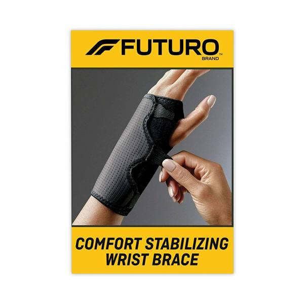 Adjustable Reversible Splint Wrist Brace, Fits Wrists 5.5" To 8.5", Black