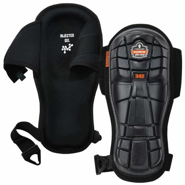 Ergodyne Proflex 342 Extra Long Cap Injected Gel Knee Pads, Black