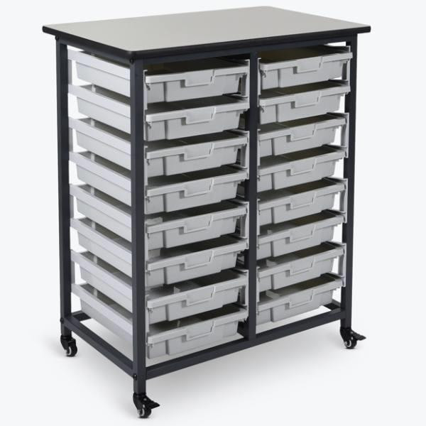 Luxor Mobile Bin Storage Unit,double Row,  Small Bins