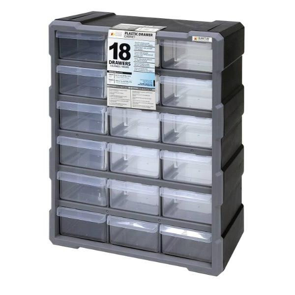Quantum Storage Systems Black/Gray Plastic 18-Drawer Cabinet