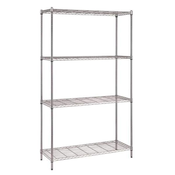 Quantum Storage Systems 18x36x72 In 4-Shelf Wire Shelving Unit With Chrome Finish