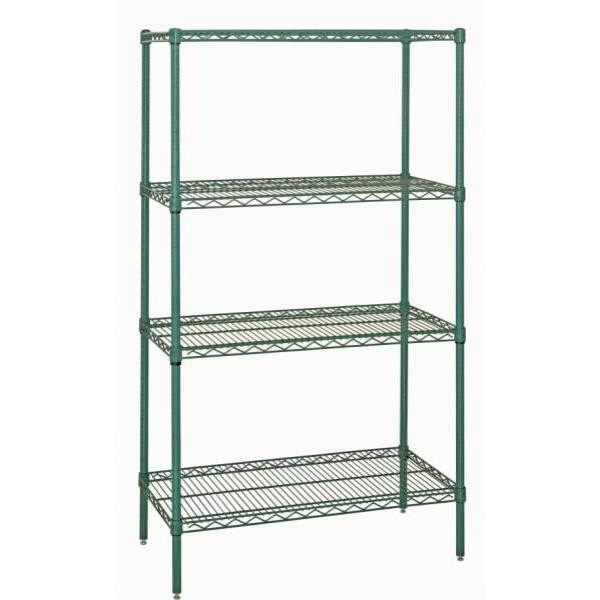 Quantum Storage Systems 4-Shelf Starter Kit Proform Green Epoxy Wire Shelving 18x42x74 Inch