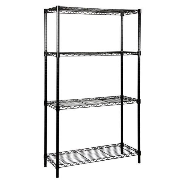 Quantum Storage Systems 4-Shelf Starter Kit Black Epoxy Wire Shelving 18x60x74 Inch