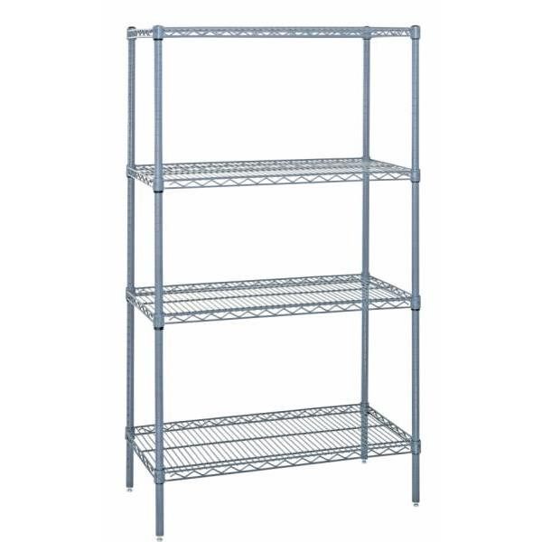 Quantum Storage Systems 4-Shelf Starter Kit Gray Epoxy Wire Shelving 24x42x74 Inch
