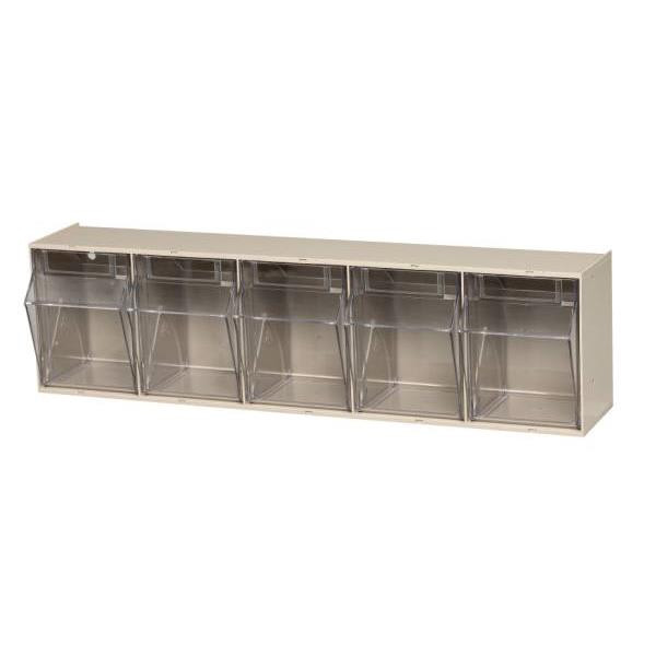 Quantum Storage Systems Clear Tip Out Bins With Ivory Exterior 5-1/4x23-5/8x6-1/2 In