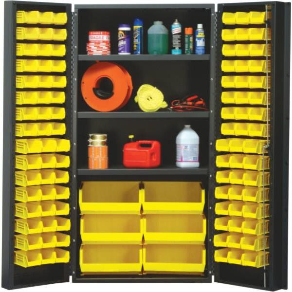 Quantum Storage Systems Yellow 36w In Cabinet With 3 Adjustable Shelves And 102 Ultra Bins