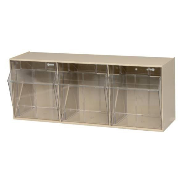 Quantum Storage Systems Clear Tip Out Bins With Ivory Exterior 7-3/4x23-5/8x9-1/2 In