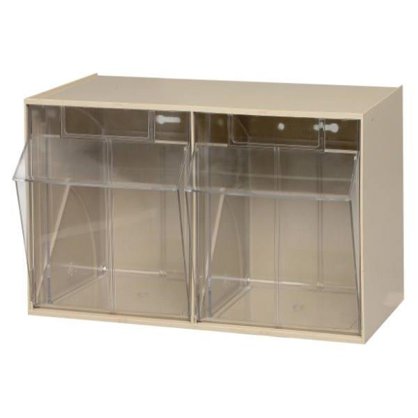 Quantum Storage Systems Clear Tip Out Bins With Ivory Exterior 11-3/4x23-5/8x13-7/8 In