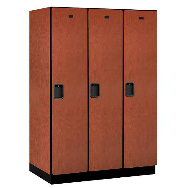 Salsbury Industries 18" Wide Single Tier Wood Locker, 3 Wide, 24" Deep, Cherry