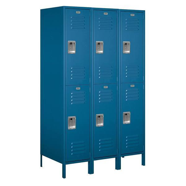 Salsbury Industries 18" Wide Double Tier Metal Locker, 21" Deep, Blue