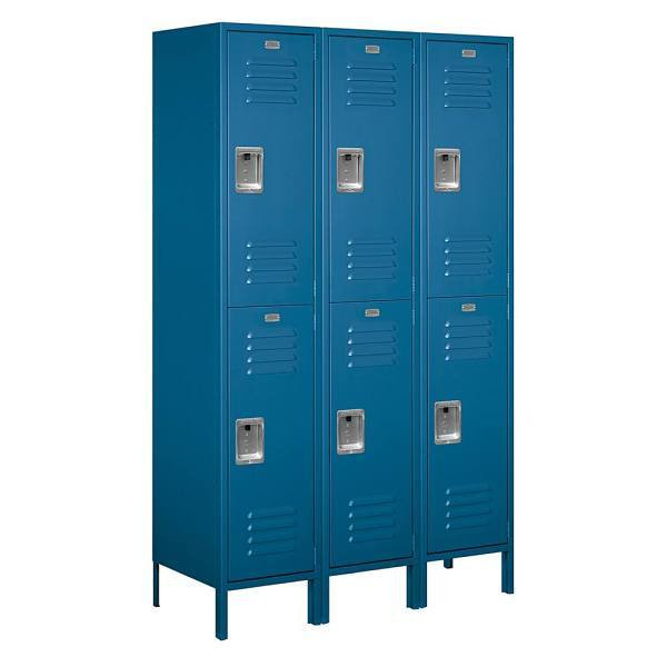 Salsbury Industries 18" Wide Double Tier Metal Locker, 18" Deep, Blue