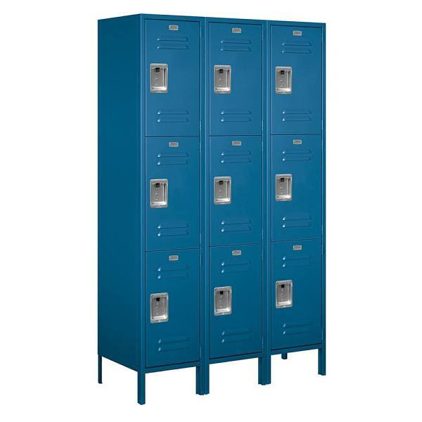 Salsbury Industries 18" Wide Triple Tier Metal Locker, 18" Deep, Blue