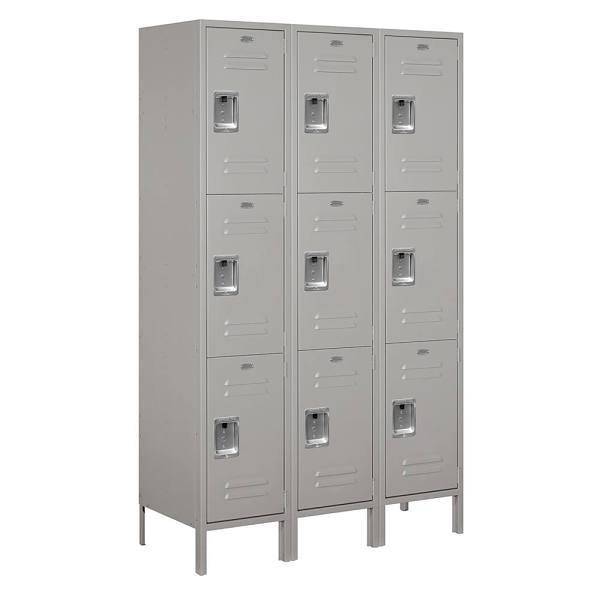 Salsbury Industries 18" Wide Triple Tier Metal Locker, 18" Deep, Gray