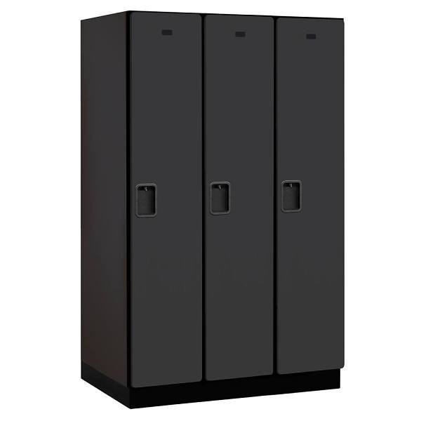 Salsbury Industries 15" Wide Single Tier, 3 Wide Wood Lockers, 24" Deep, Black