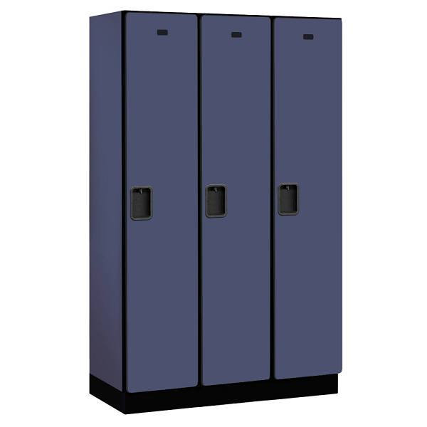 Salsbury Industries 15" Wide Single Tier, 3 Wide Wood Lockers, 18" Deep, Black