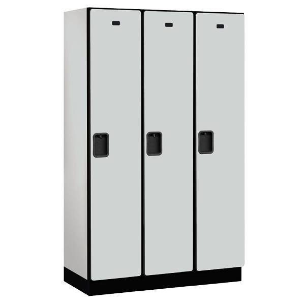 Salsbury Industries 15" Wide Single Tier, 3 Wide Wood Lockers, 18" Deep, Cherry