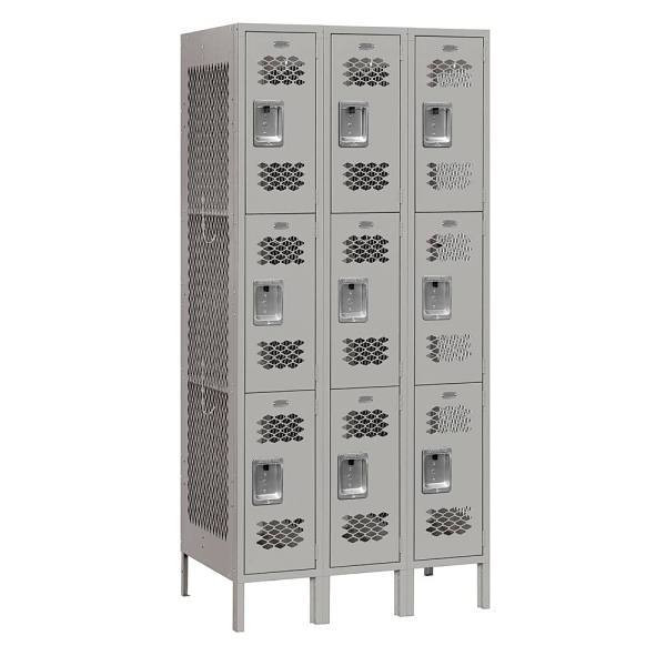 Salsbury Industries 12 Inch Wide Triple Tier Gray Metal Lockers, Unassembled