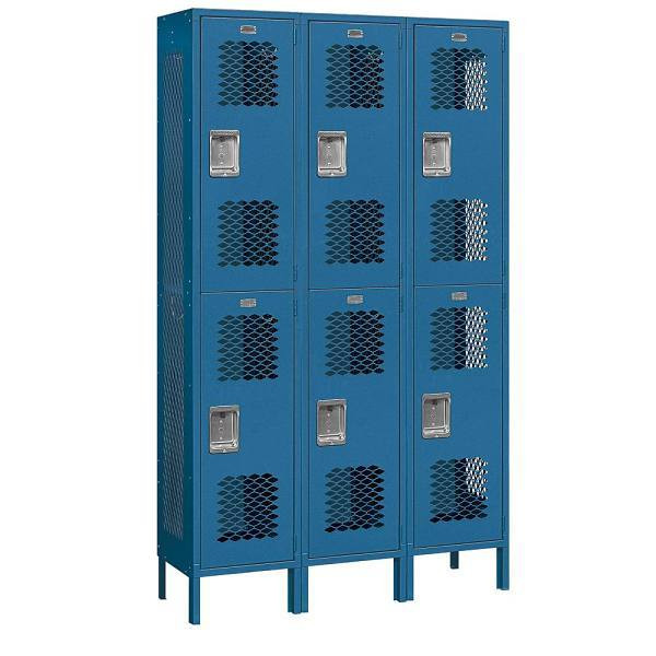 Salsbury Industries 45 X 15 X78 Inch Double Tier Vented Metal Lockers, Blue