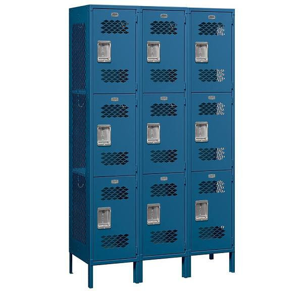 Salsbury Industries 45 Inch Wide Triple Tier Metal Lockers, Blue,unassembled