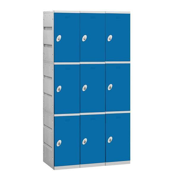 Salsbury Industries 38.25 Inch Wide Unassembled Triple Tier Blue Plastic Lockers