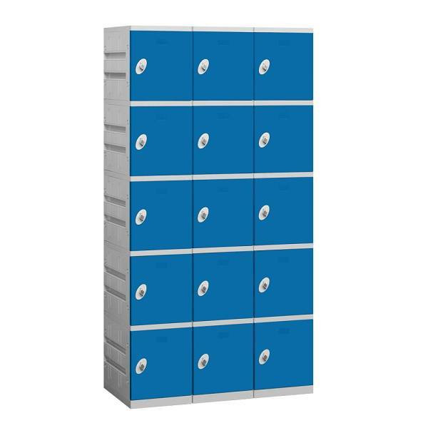Salsbury Industries 38.25 Inch Wide Five Tier Plastic Lockers, Blue,unassembled