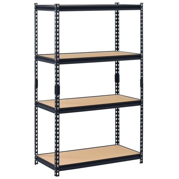 Muscle Rack 4-Tier Steel Shelving In Black, 36 In. W X 60 In. H X 18 In. D