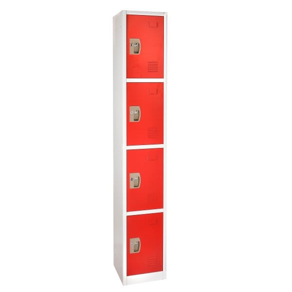 Adir Office 72 In. X 12 In. 4-Compartment Steel Key Lock Locker Red