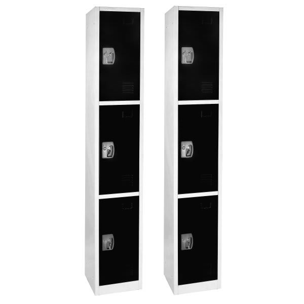 Adir Office 72 In. X 12 In. 3-Compartment Steel Locker Blk