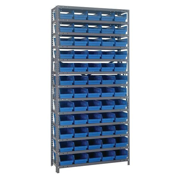 Quantum Storage Systems Bin Wire Shelving, 36"wx12"dx75"h, Includes 60 Blue