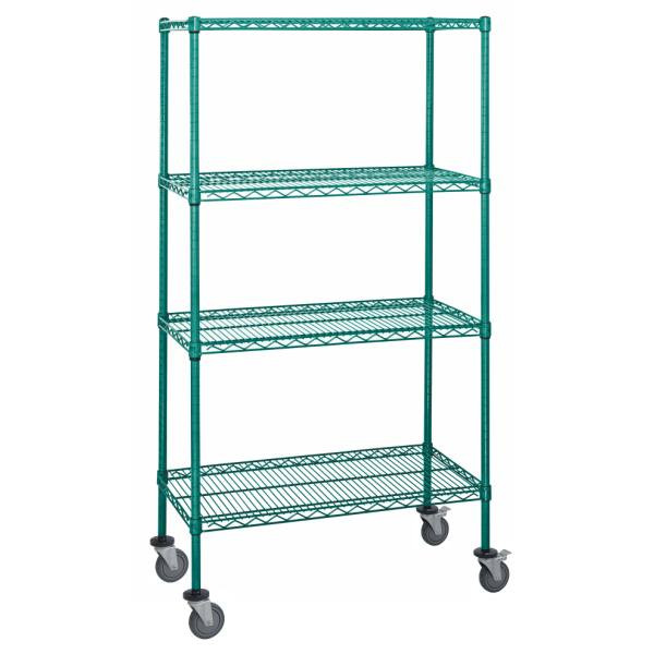 Quantum Storage Systems 4-Wire Shelf Mobile Cart, 24"H X 48"L X 63"H, Green
